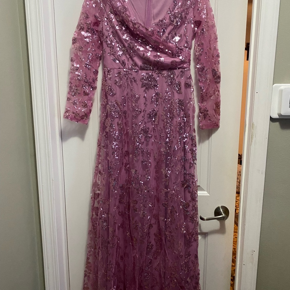 Elegant Pink Sequin Evening Prom mothers Gown Dress Sequins